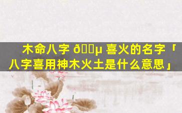 木命八字 🐵 喜火的名字「八字喜用神木火土是什么意思」